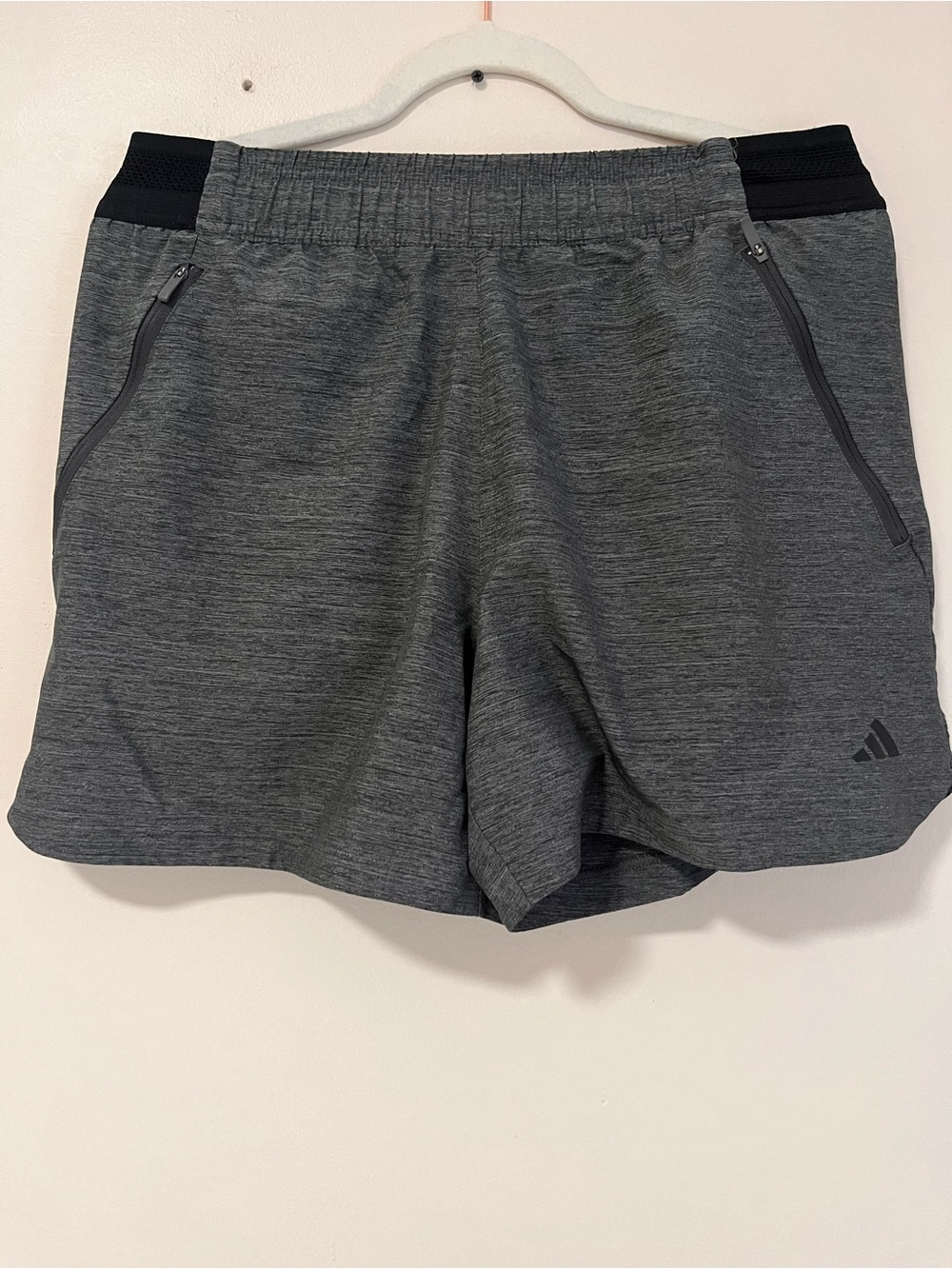Adidas Men’s  Gray Athletic Shorts with Zipper Pockets